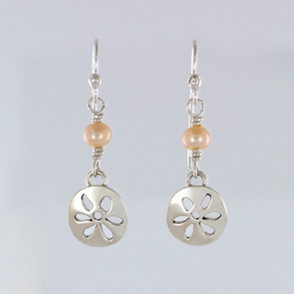 Far Fetched Flower Cutout Dangle Earrings Swarovski Pearl 925 Sterling Silver